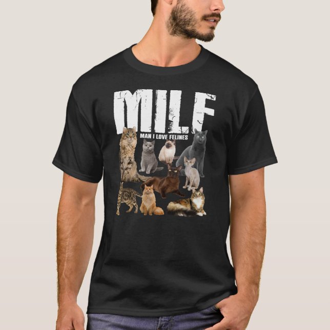 MILF Man I kärlek Kattdjuren Funny Cats Womens Man T Shirt (Framsida)