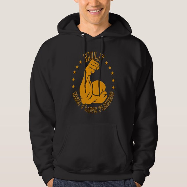 MILF Man I Love Flexing Bicep Workout Gym Hoodie (Framsida)