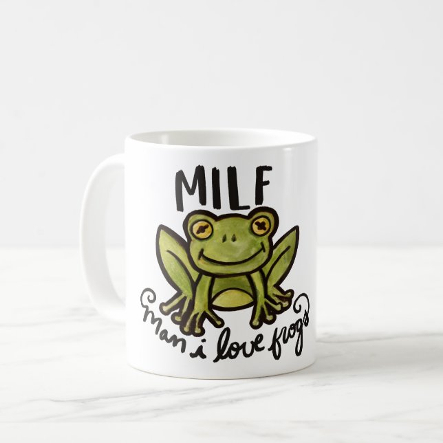 MILF Man I love frogs funny froggy humor           Kaffemugg (Framsida vänster)