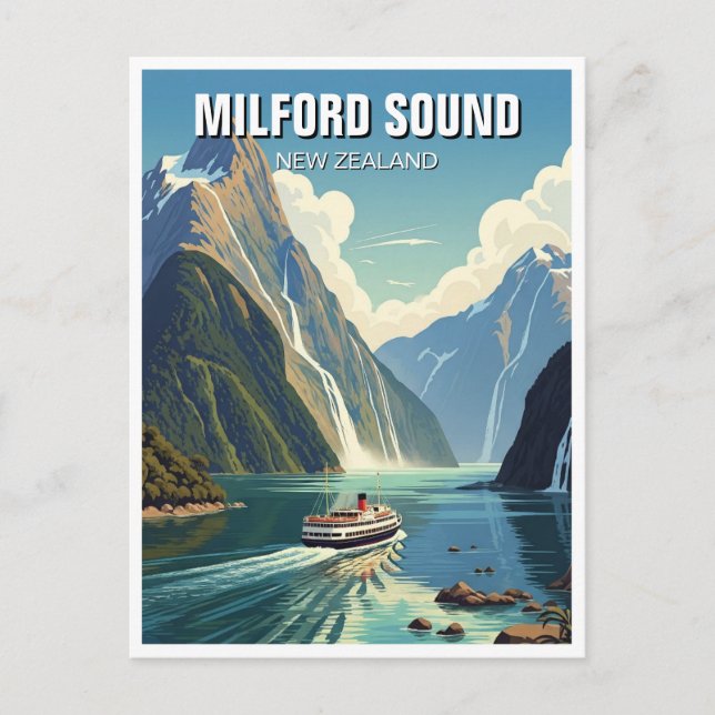Milford Ljud Nya Zeeland Vykort (Framsida)