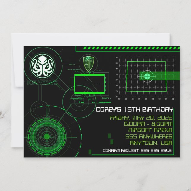 Militär Airsoft 5x7 för krig inbjudan Wyoming (Framsida)