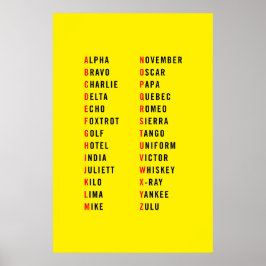 Militär alfabet-Gult Poster