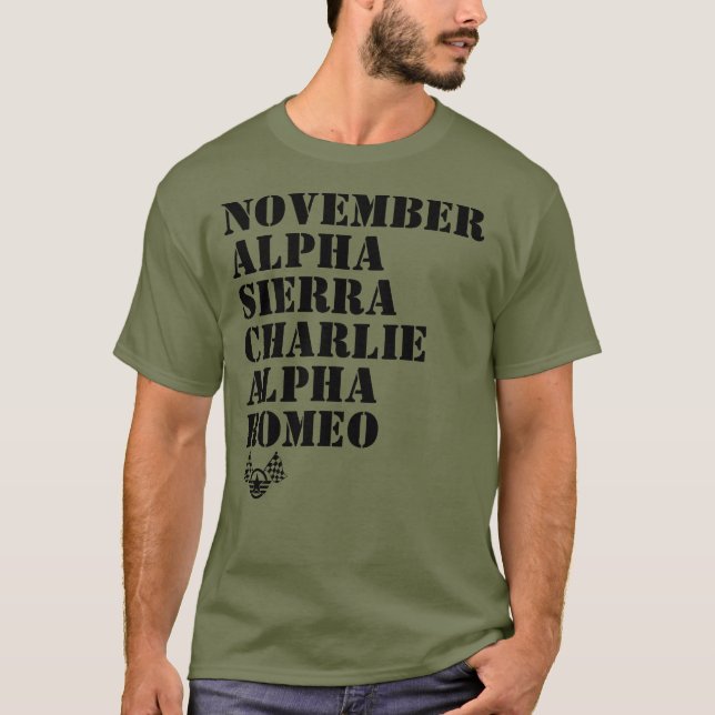 Militär Alphabet Lagrar Tävla Shirt T Shirt (Framsida)