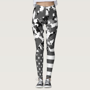 Militär arktisk Camo USA flagga Leggings