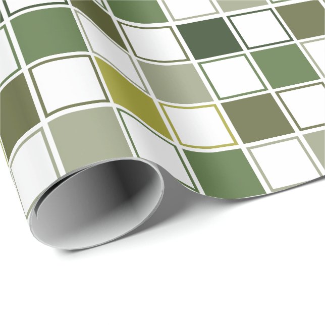 Militär armé grön kamouflage nyans check presentpapper (Rullad Hörn)
