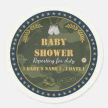 Militär Baby Shower Klistermärke Anmäler sig till