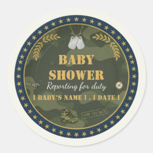 Militär Baby Shower Klistermärke Anmäler sig till 