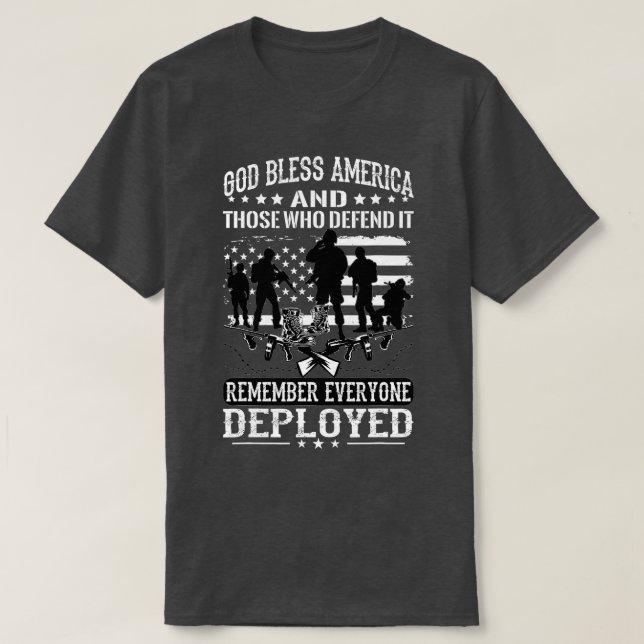 Militär Bära Röd på Fredag tills de alla Kom H T Shirt (Design framsida)