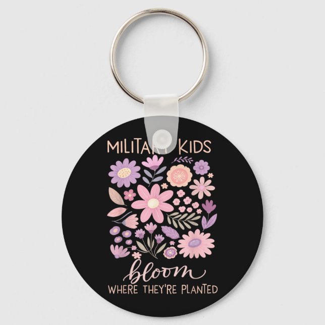 Militär Barn Maskros Blomma Där Växt Lila Nyckelring (Framsida)