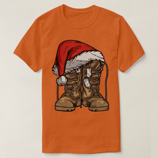 Militär Boot Santa Hat jul Veteran Combat S T Shirt (Design framsida)
