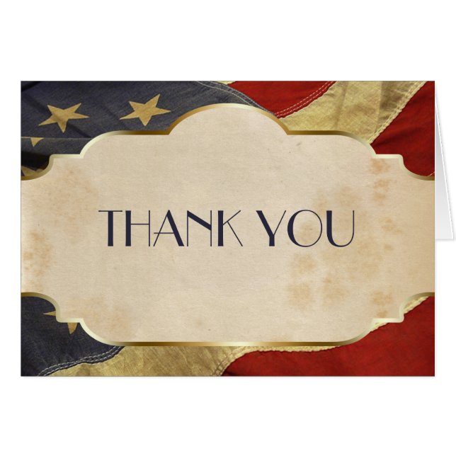 Militär Bröllop Patriotic Vintage Flagga Hälsningskort (Framsidan Horizontal)