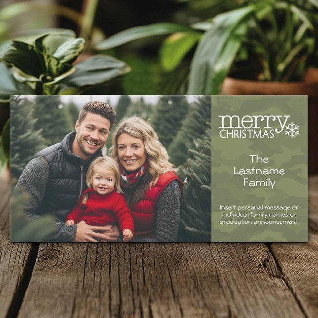 Militär - Camo - Julfotoport - 1 foto Julkort (Custom Photo Card)