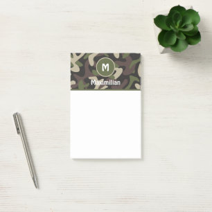 Militär Camouflage Grönt Brown Mönster Anpassnings Post-it Block