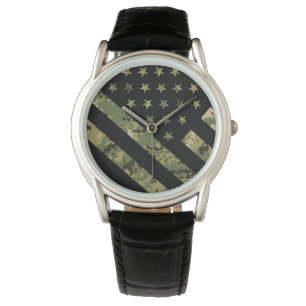 Militär digital kamouflage US Flagga Armbandsur