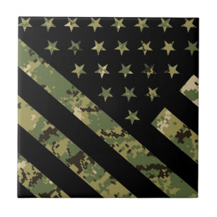 Militär digital kamouflage US Flagga Kakelplatta