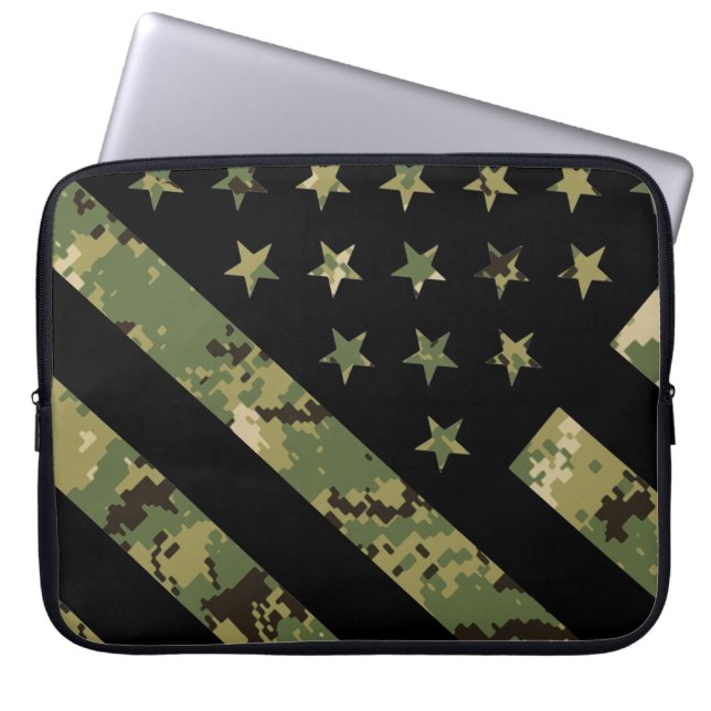 Militär digital kamouflage US Flagga Laptop Fodral (Framsidan)