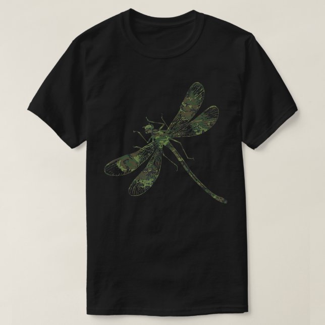 Militär Dragonfly Camo Skriv ut US Svarmt Veteran  T Shirt (Design framsida)