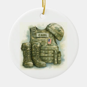 Militär enhetlig Ornament, militär, Boots & Hat Julgransprydnad Keramik