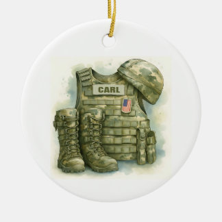 Militär enhetlig Ornament, militär, Boots & Hat Julgransprydnad Keramik