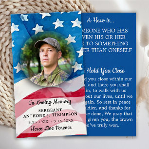 Militär Fallen Soldier Prayer Card American Flagga Visitkort