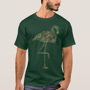 Militär Flamingo Camo Skriv ut oss Bird T Shirt