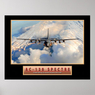 Militär flygplanaffisch "AC--130spökbild" 24x18 Poster
