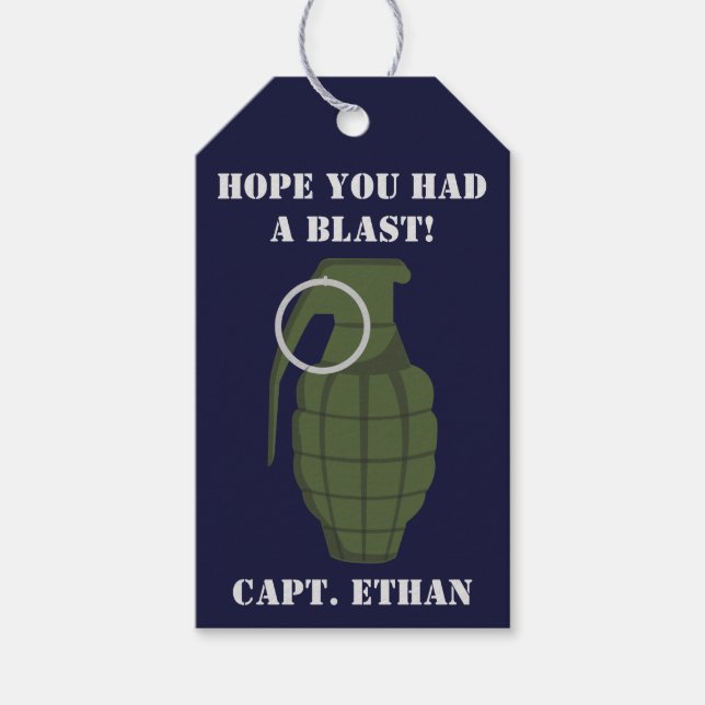 Militär Födelsedagsfest Grenade Presentetikett (Framsidan)