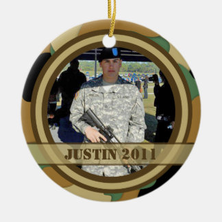 Militär fotominnessakprydnad julgransprydnad keramik