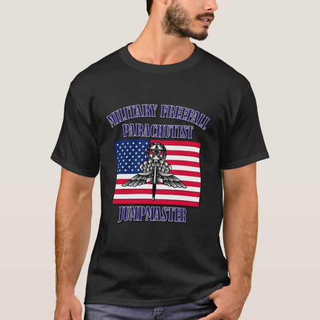 Militär Freefall Parachutist Jumpmaster Front T Shirt (Framsida)