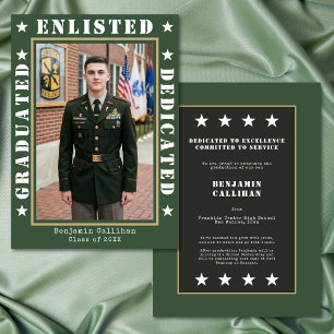 Militär Grön Foto Examen Annonsering Inbjudningar