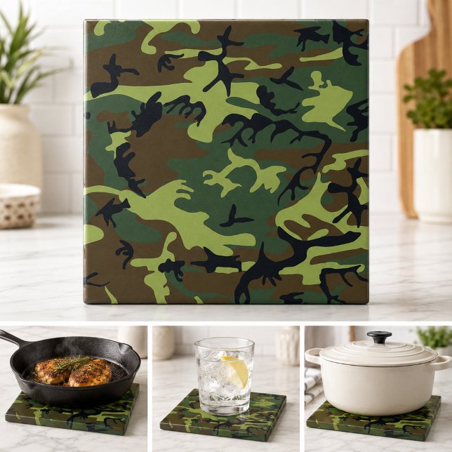 Militär Grön Kamouflage Kakelplatta (Military Green Camouflage Tile)