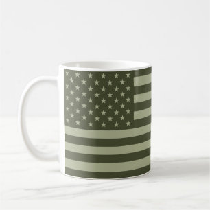 Militär Grönt Amerikanska Flagga USA Kaffemugg