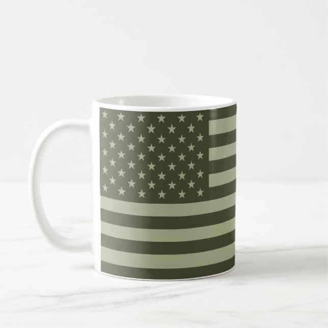 Militär Grönt Amerikanska Flagga USA Kaffemugg (Vänster)