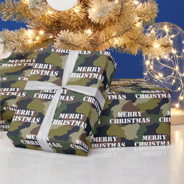 Militär Grönt Brown Camouflage God jul Presentpapper (Helgdagar)