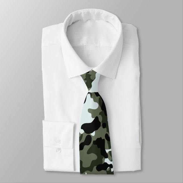 Militär Grönt Camo Neck Tie Slips (Bunden)
