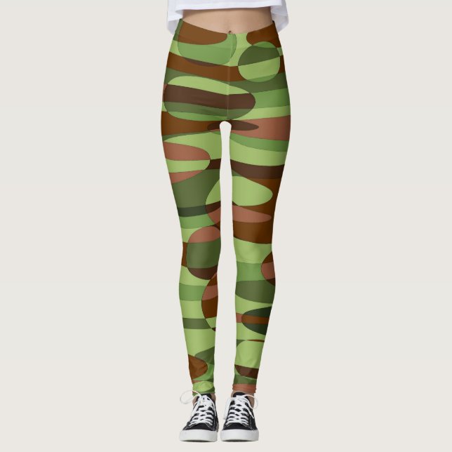 Militär Grönt och brunskinn Leggings (Framsida)