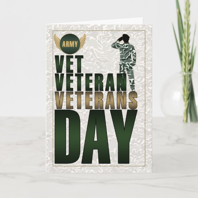 Militär Grönt och Tan Camouflage Veterans Day Helgkort (Framsida)