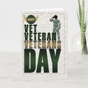 Militär Grönt och Tan Camouflage Veterans Day Helgkort