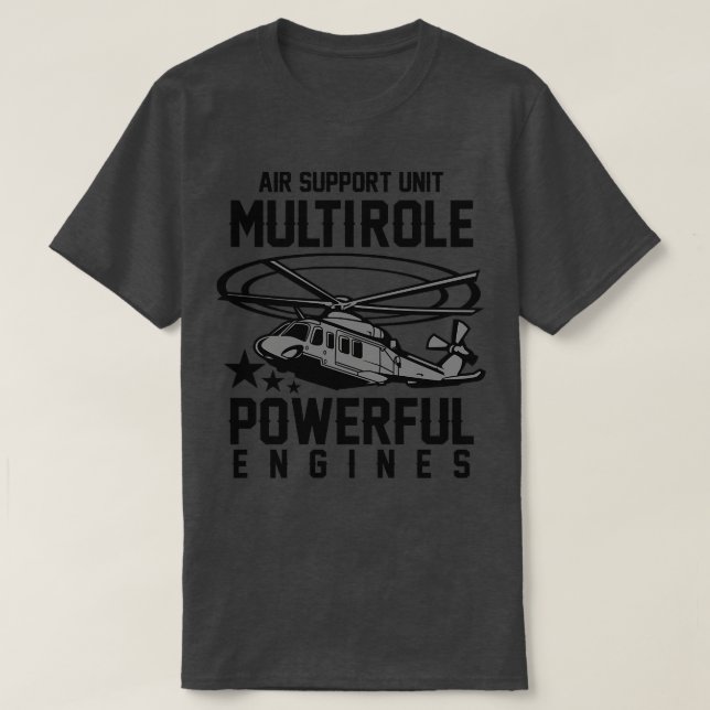 MILITÄR HELICOPTER SUPPORT-ENHET T SHIRT (Design framsida)