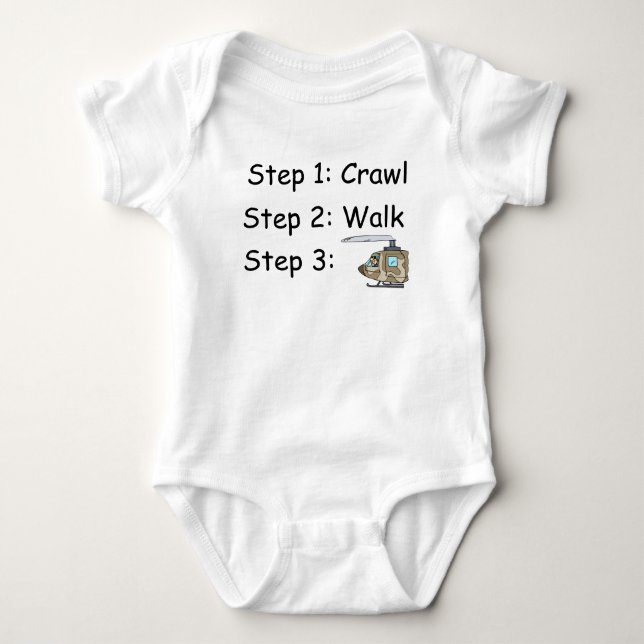 Militär Helikopter Baby Bodysuit T Shirt (Framsida)