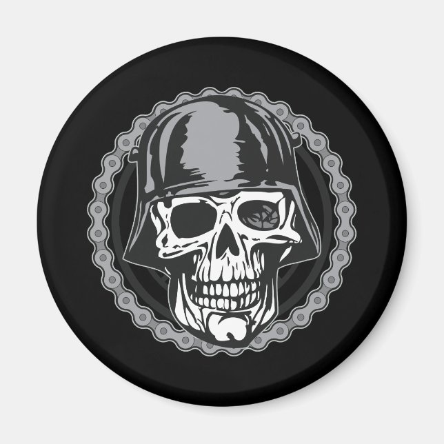 Militär Helmet Skull med Biker Magnet (Framsidan)