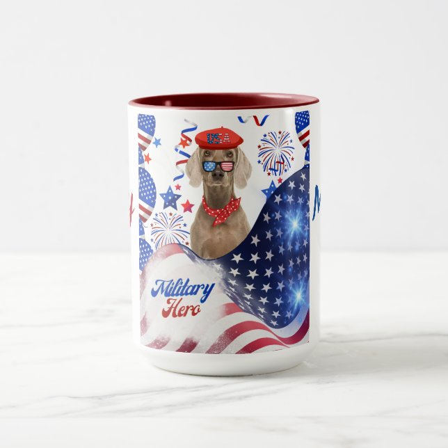 Militär Hero Weimaraner Coffee Mugg (Center)