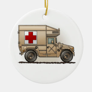Militär Hummerambulansprydnad Julgransprydnad Keramik