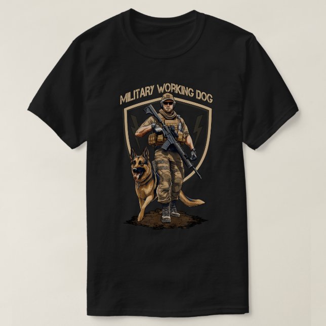 Militär hund k9 och soldat T-Shirt (Design framsida)