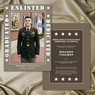 Militär inskrivning Tan Foto Examen Meddelande Inbjudningar