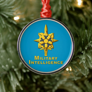 MILITÄR INTELLIGENCE JULGRANSPRYDNAD METALL