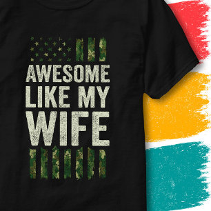 Militär Kamouflage Amerikansk Flagga Fantastisk Li T Shirt