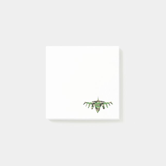 Militär kamouflage fighter-plan silhouett post-it block (Framsida)