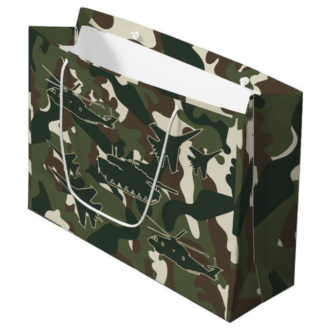 Militär kamouflage Gift Bag - Födelsedagsfesten Bo (Framsidan Vinklad)
