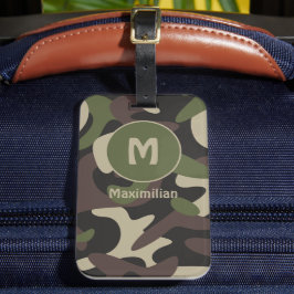 Militär kamouflage Grönt Brown Mönster Monogram Bagagebricka